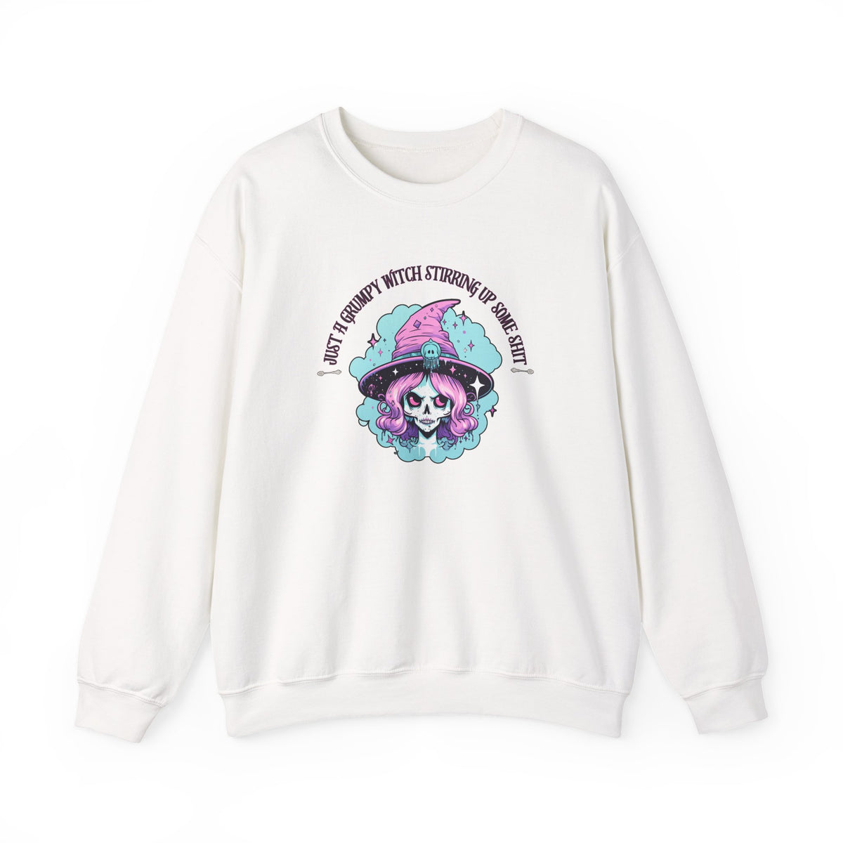 Skull Witch Illustration Crewneck Sweatshirt | Pastel Goth Halloween