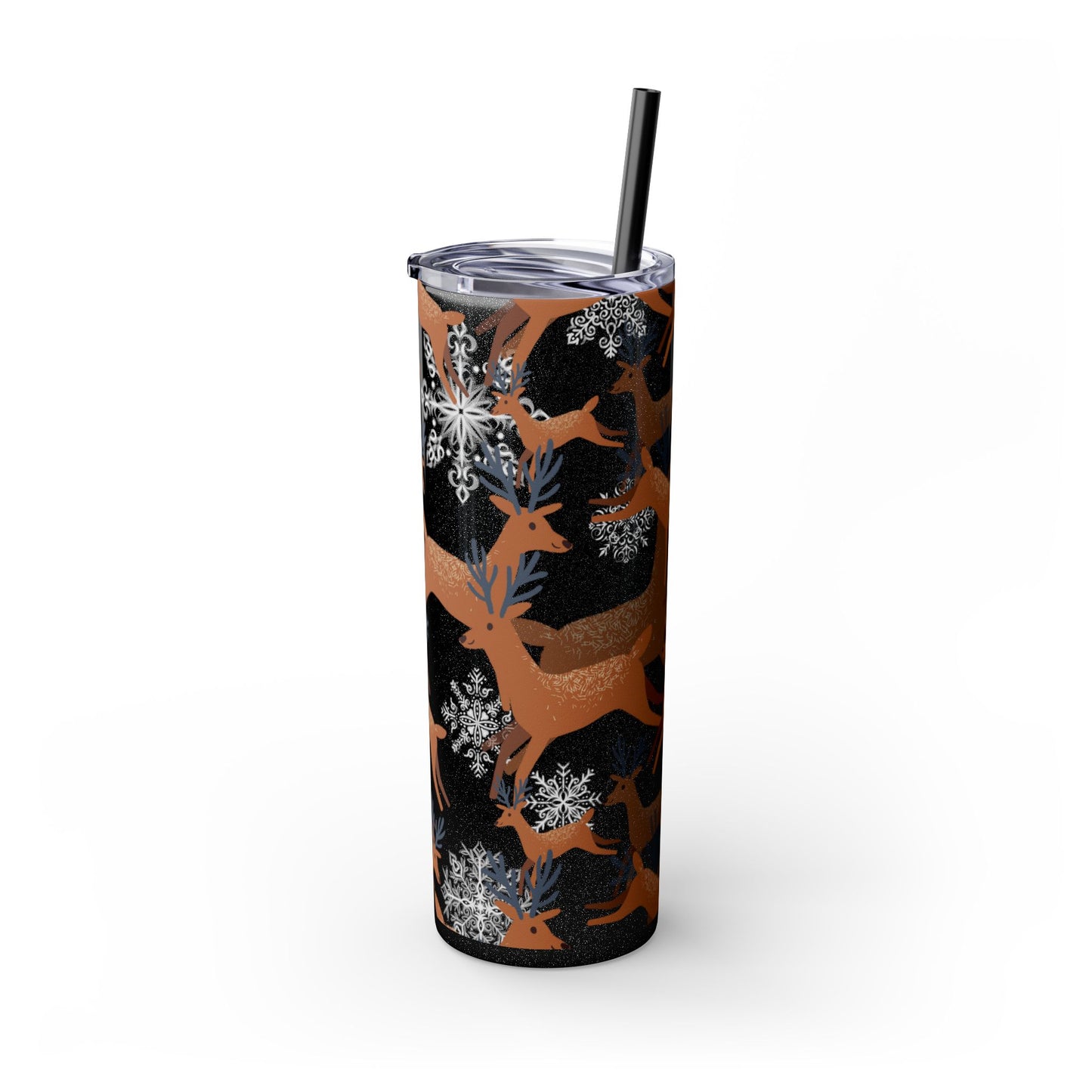 Christmas Snow Prancing Deer Skinny Tumbler - 20oz - BPA-free - Matte or Glossy Finish