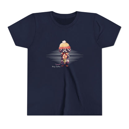 Merry Trashmas Raccoon Youth Short Sleeve Tee - Perfect for Cold Weather!