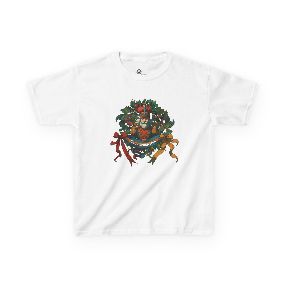 Santa Wreath Illustration Kids Tee | Holiday Christmas Charm