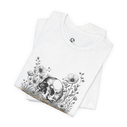 Skull and Buttercup Flowers Tee | Floral Skull Illustration Shirt