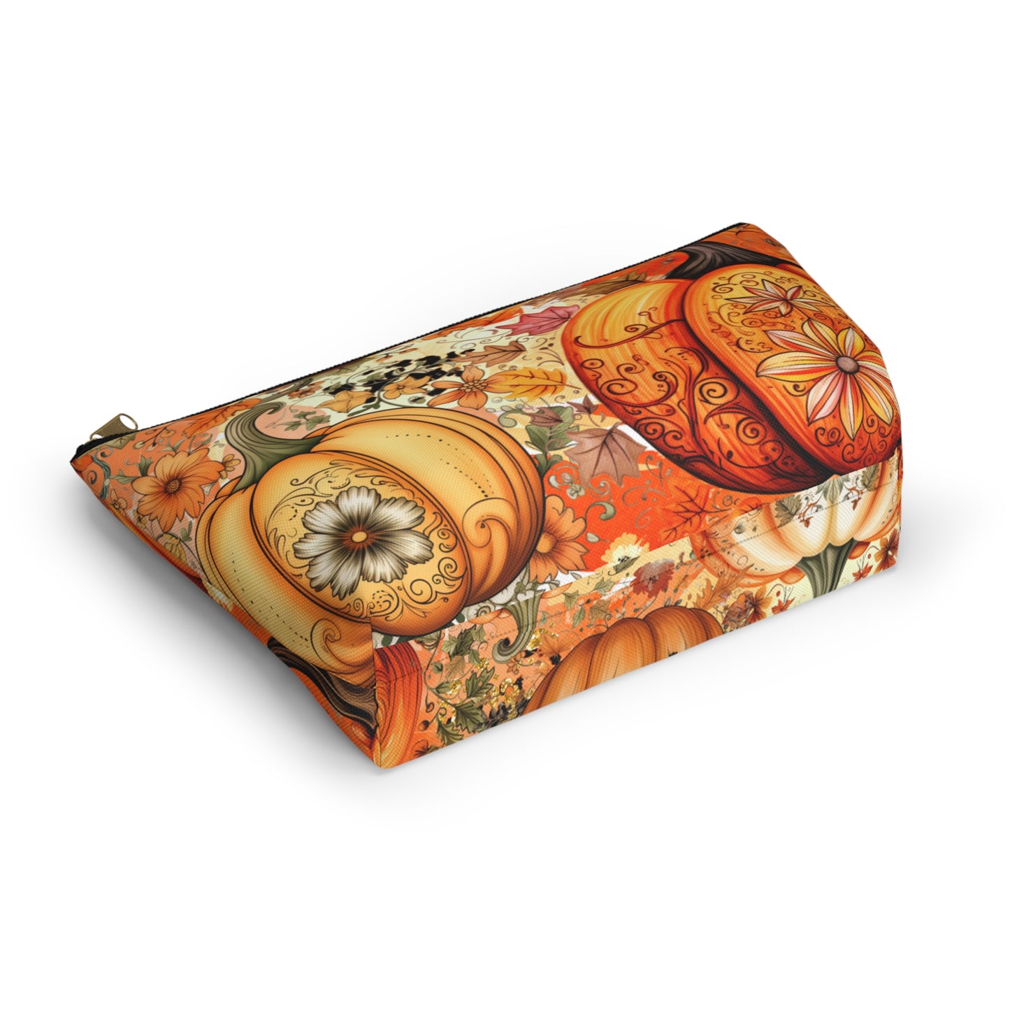 Thanksgiving Pumpkin Pouch - Versatile T-bottom Accessory Bag - Travel & Organization - Durable Material