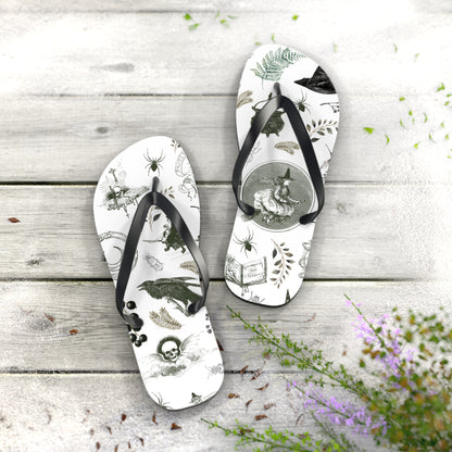 Magic Underfoot: Witch Cauldron Design Flip Flops for All-day Comfort