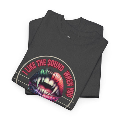 Neon Vamp Mouth Illustration T-Shirt | 'I Love the Sound When You Shut Up'
