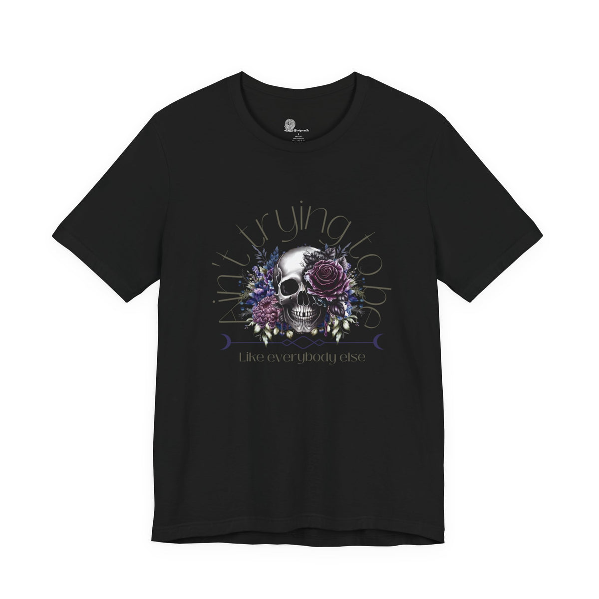 Floral Skull Illustration T-Shirt | Moon Phases Graphic Tee
