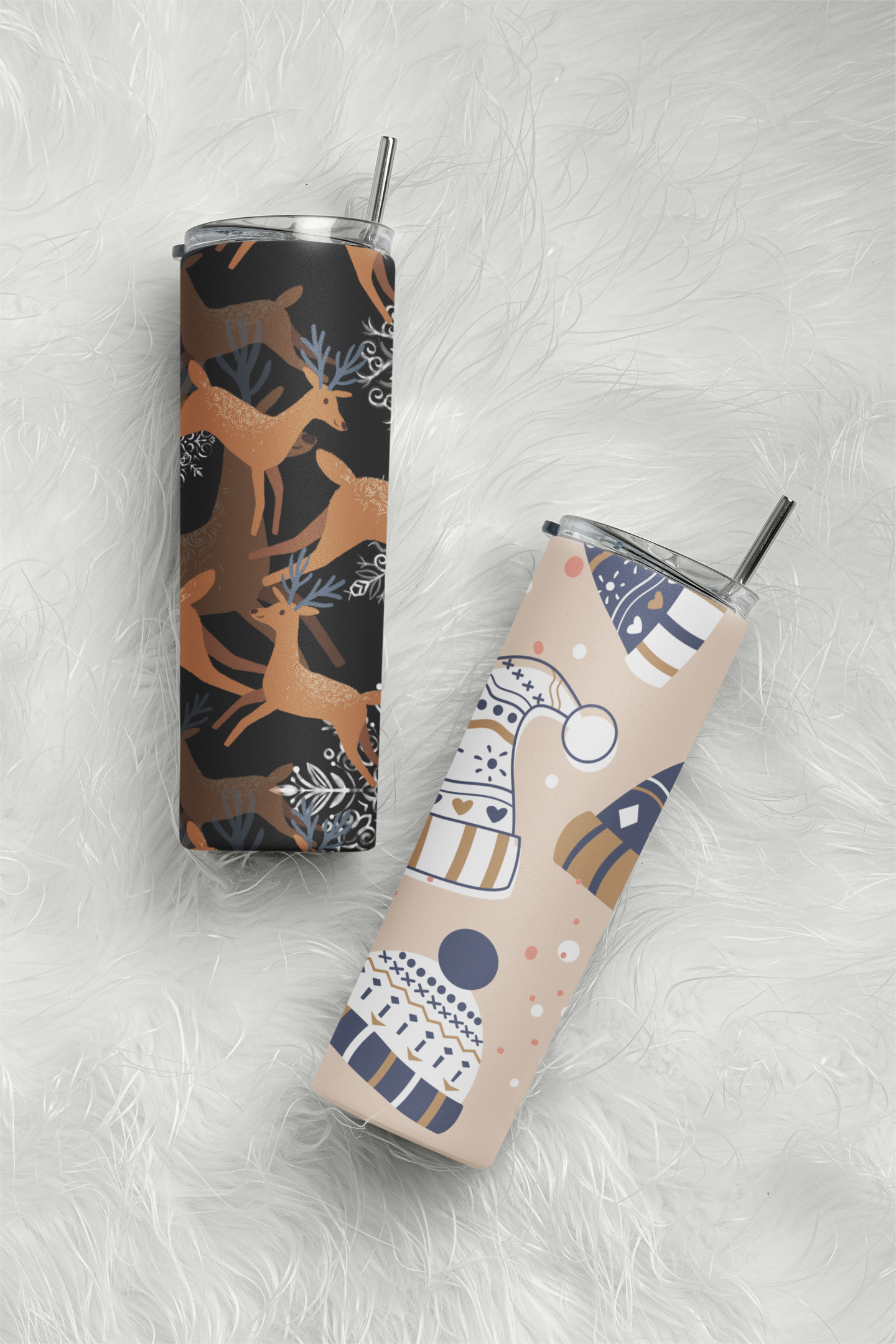 Christmas Snow Prancing Deer Skinny Tumbler - 20oz - BPA-free - Matte or Glossy Finish