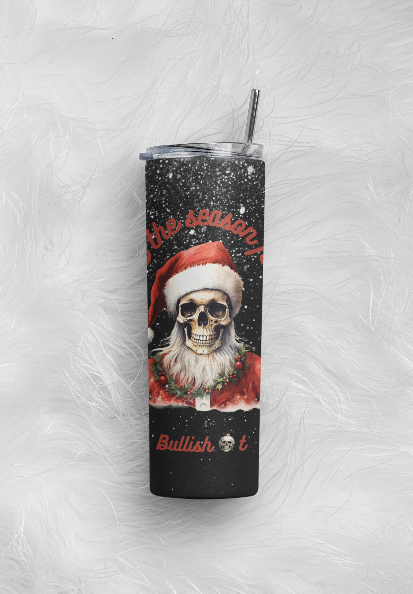 Tis the Season Skull Santa Skinny Tumbler | 20oz Matte Finish