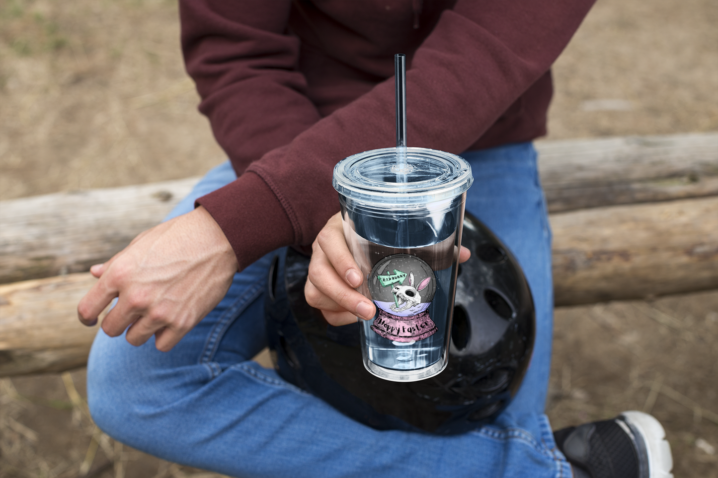 Easter Snowglobe Skeleton Bunny Acrylic Cup - Suave Style for On-the-Go Beverages