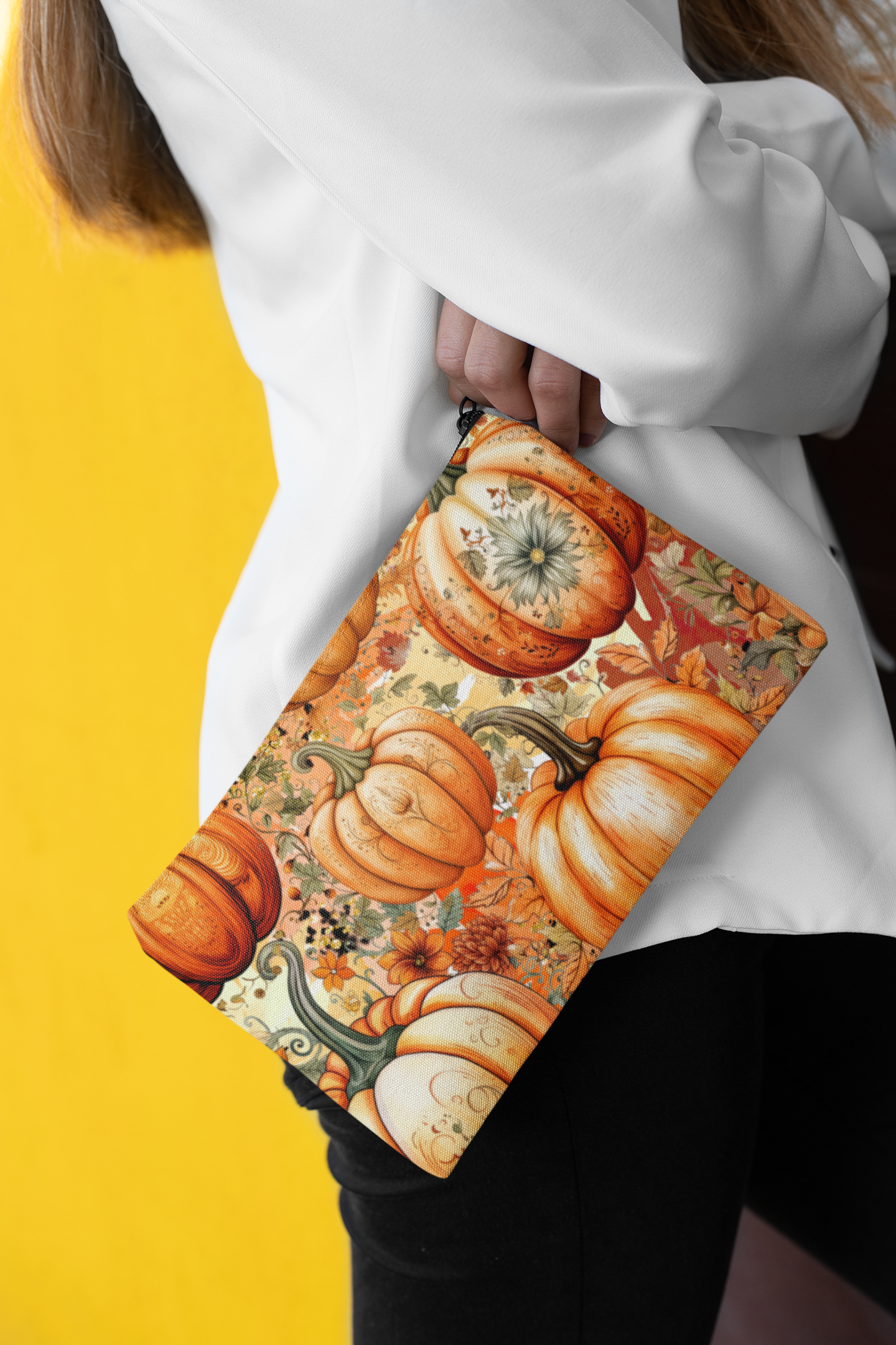 Thanksgiving Pumpkin Pouch - Versatile T-bottom Accessory Bag - Travel & Organization - Durable Material