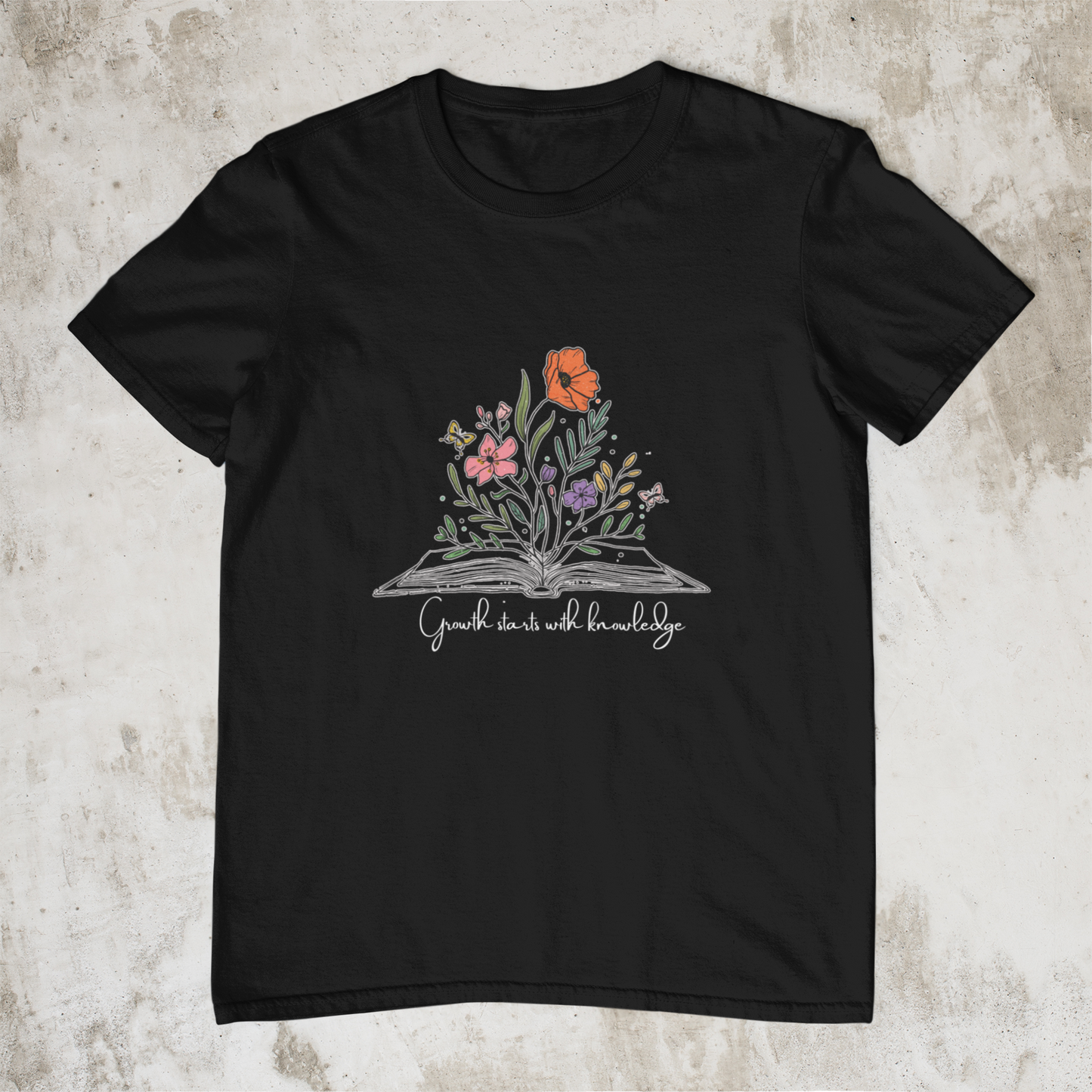 Knowledge Blossoms Tee | Book Lover's Unisex T-Shirt | Floral Design