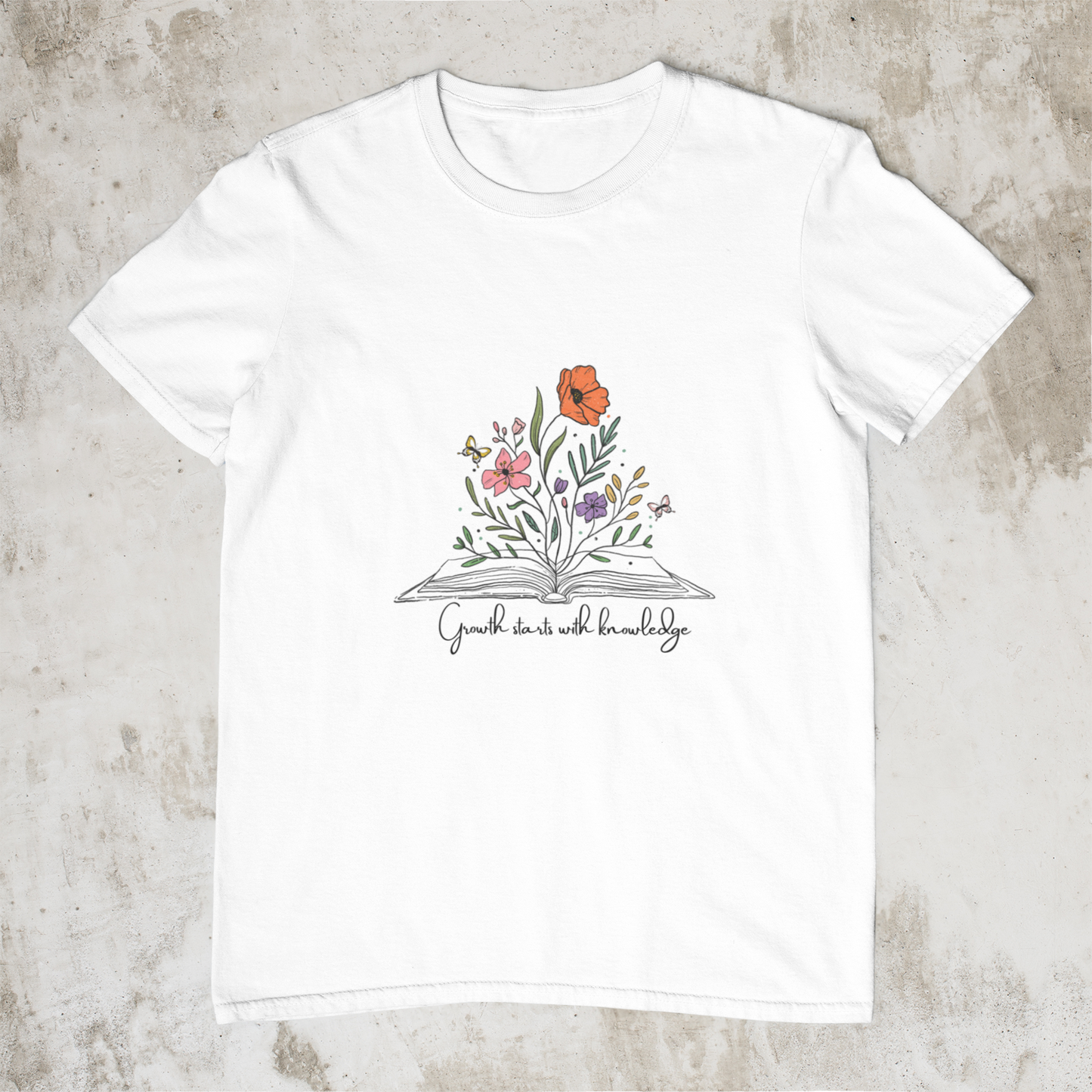 Knowledge Blossoms Tee | Book Lover's Unisex T-Shirt | Floral Design