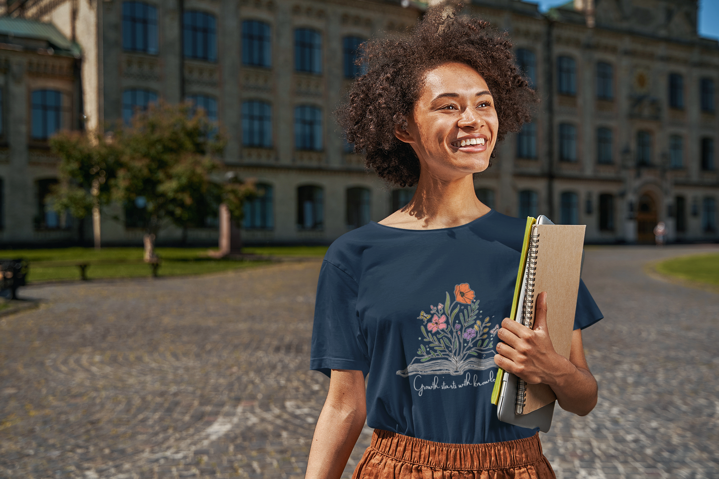 Knowledge Blossoms Tee | Book Lover's Unisex T-Shirt | Floral Design