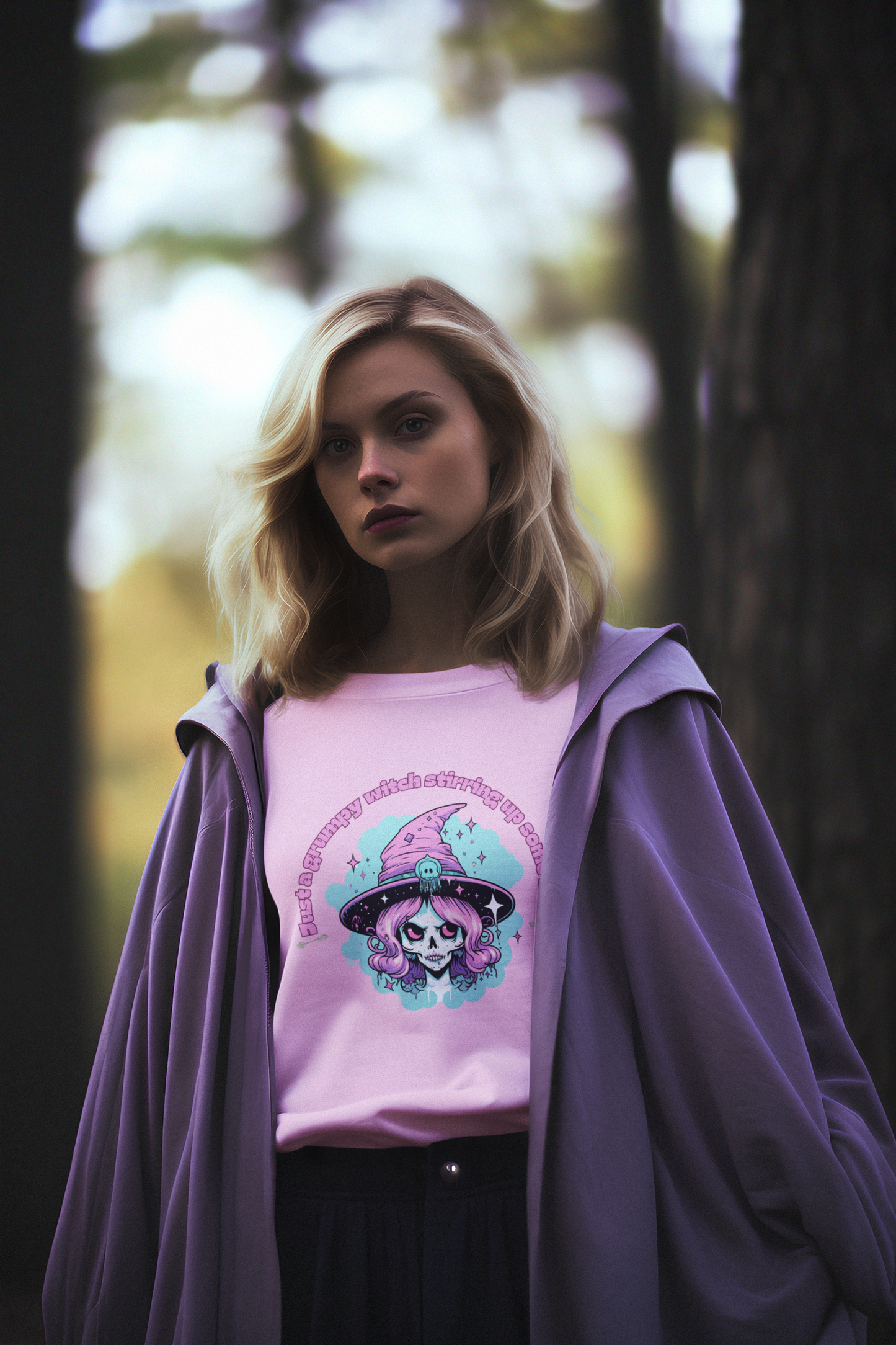 Lovable Grumpy Witch Tee - Comfy Short Sleeve Pastel Shirt