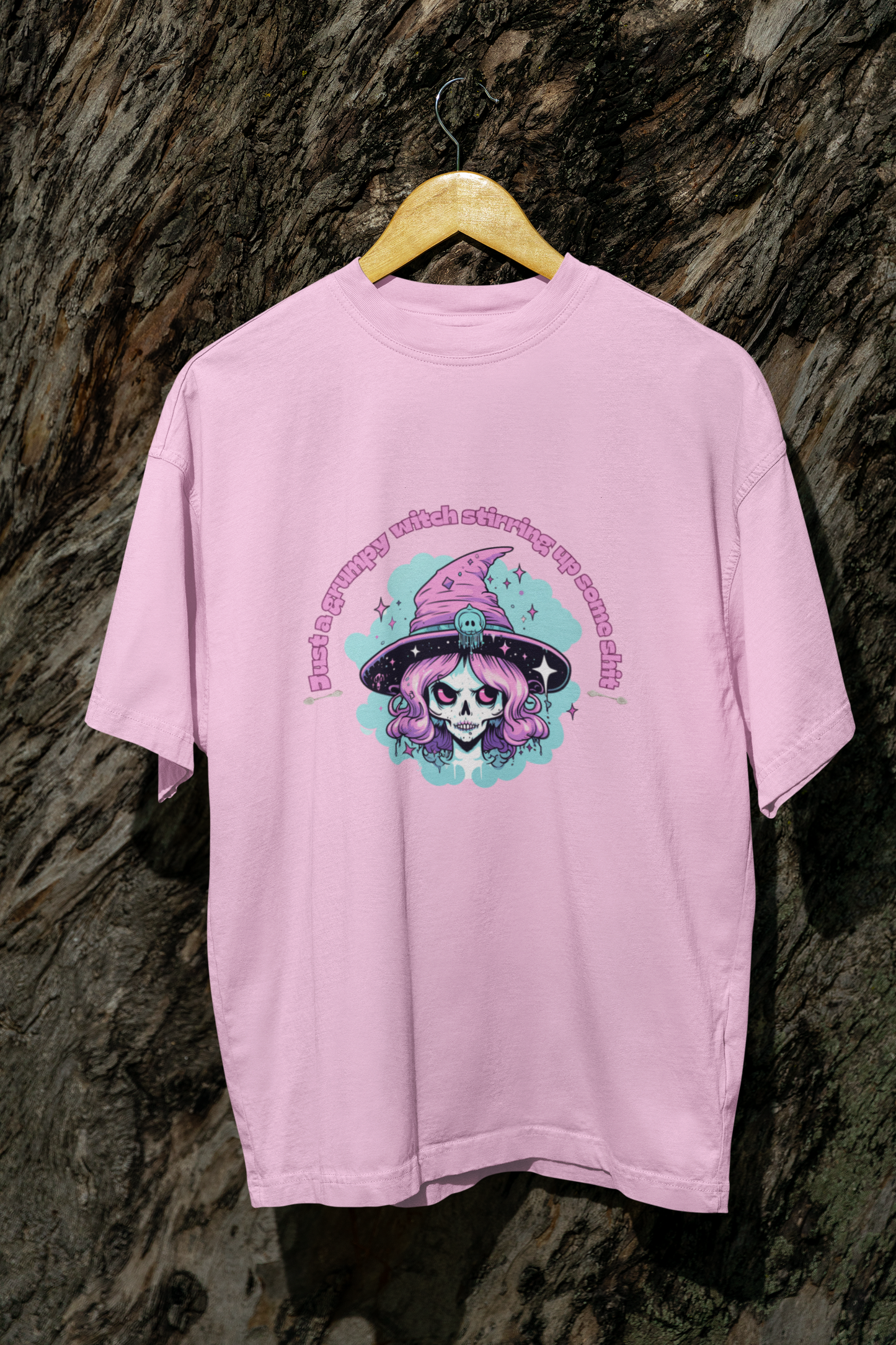 Lovable Grumpy Witch Tee - Comfy Short Sleeve Pastel Shirt