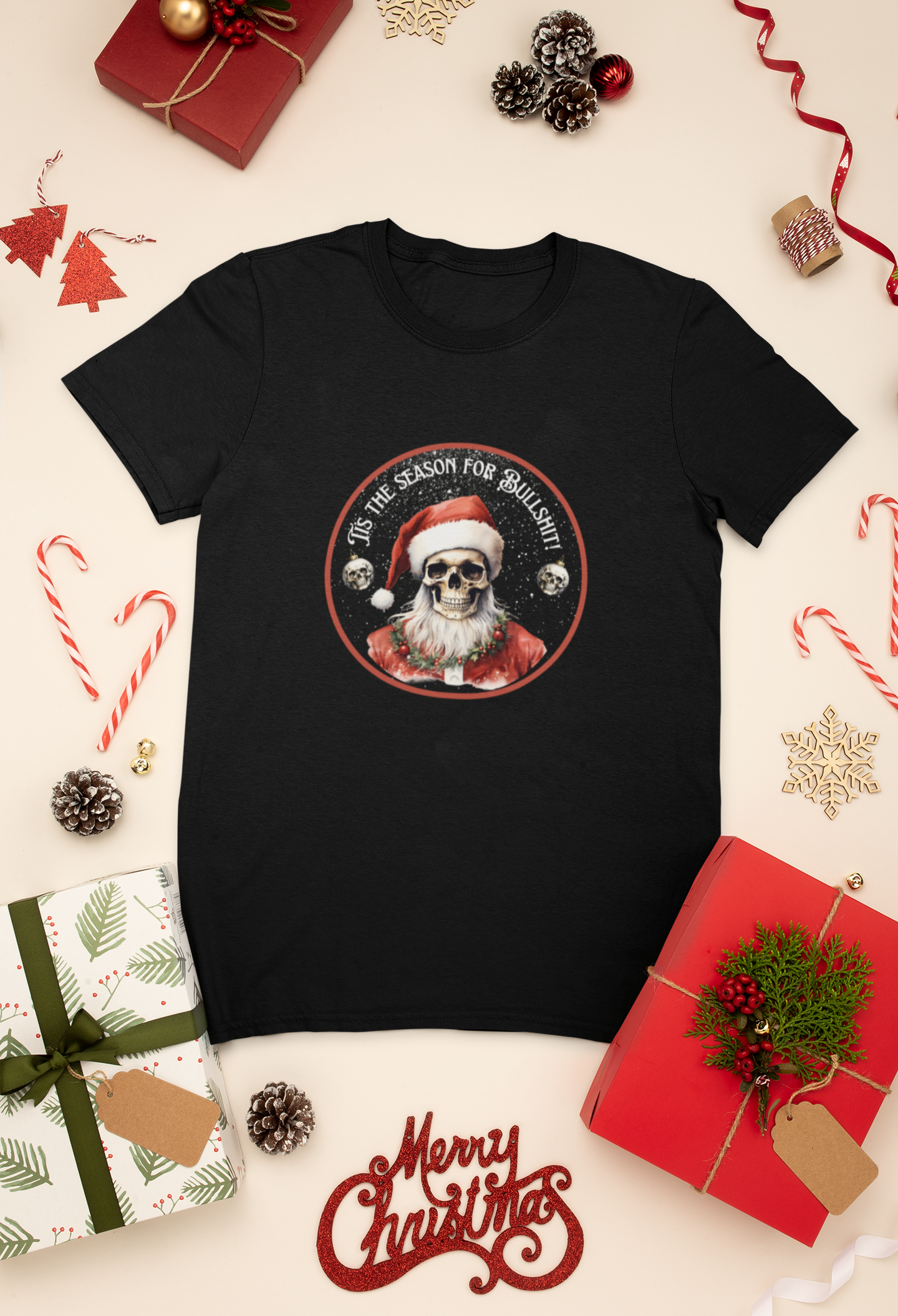 Skull Christmas Tee: Soft Cotton Unisex Shirt - Snowfall Season Style