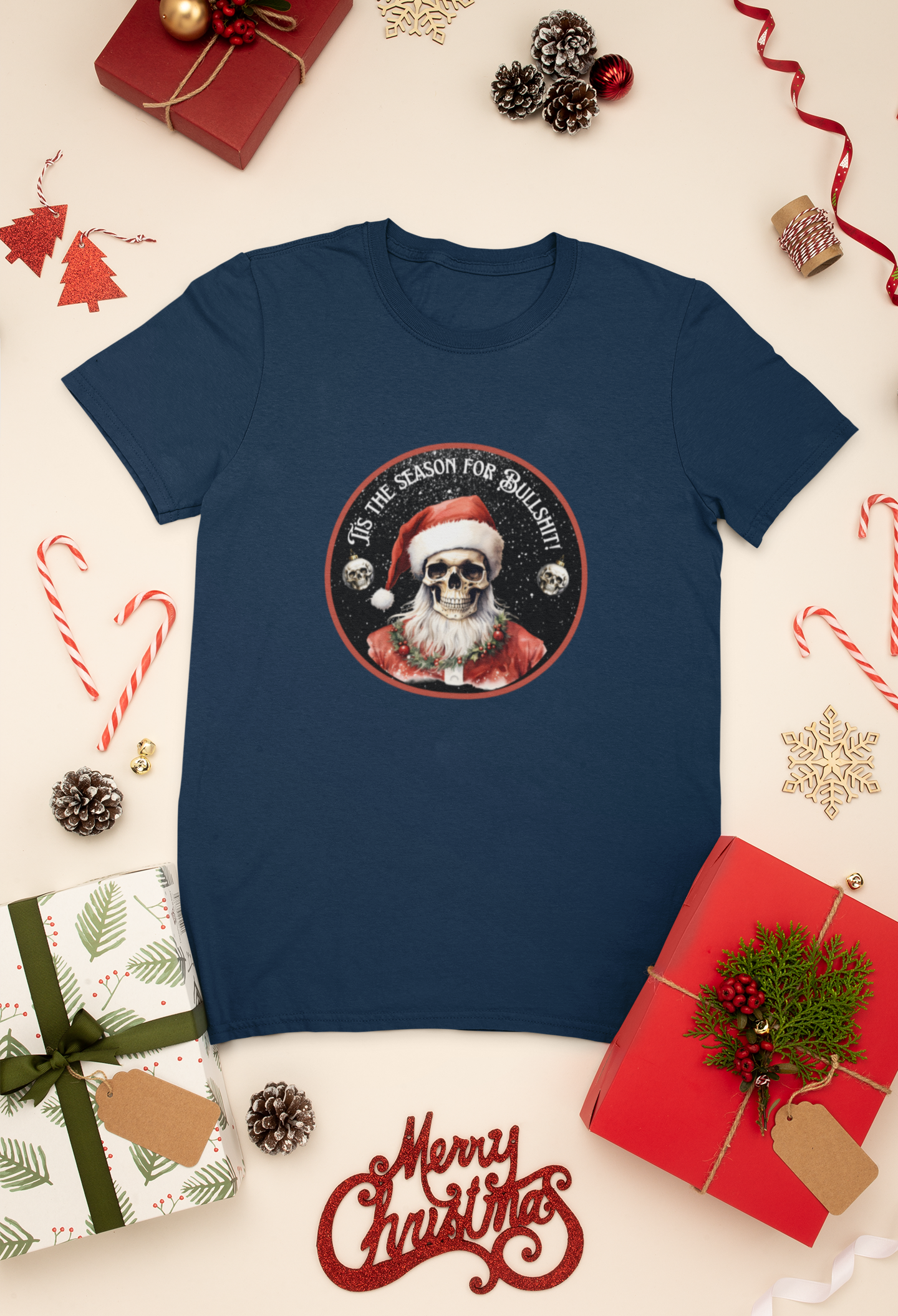 Skull Christmas Tee: Soft Cotton Unisex Shirt - Snowfall Season Style