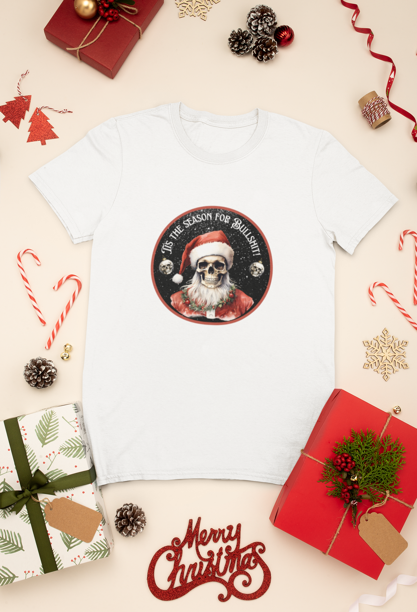 Skull Christmas Tee: Soft Cotton Unisex Shirt - Snowfall Season Style