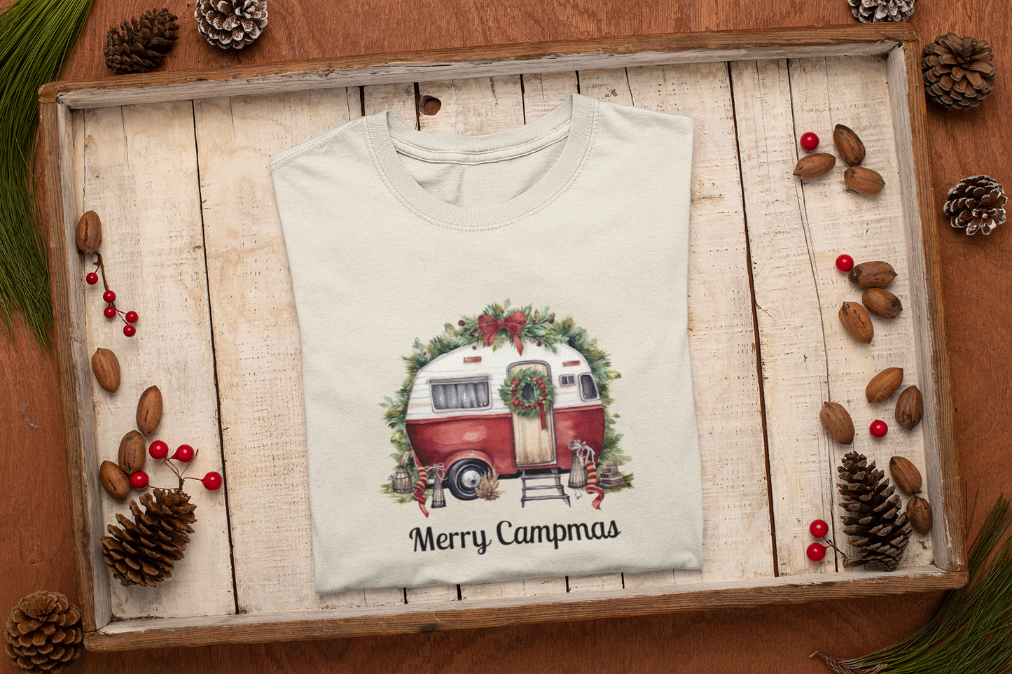 Holiday Camping Shirt - Festive Camper Gift - Soft Cotton Tee for Outdoor Lovers