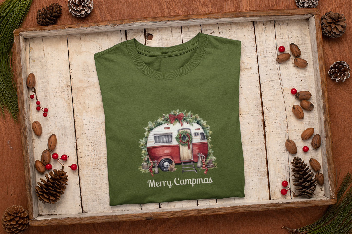 Holiday Camping Shirt - Festive Camper Gift - Soft Cotton Tee for Outdoor Lovers