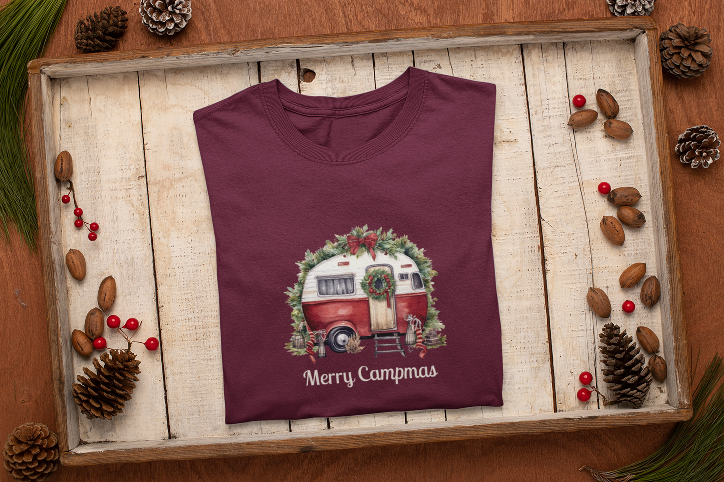 Holiday Camping Shirt - Festive Camper Gift - Soft Cotton Tee for Outdoor Lovers