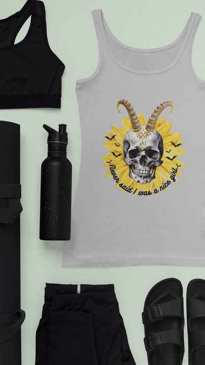 Sunflower Skull Racerback Tank - Edgy Women's Shirt for Active Style