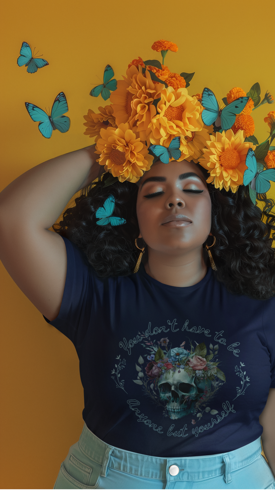 Skull and Floral Unisex Tee | Self-Love Shirt for All | Soft Cotton Blend