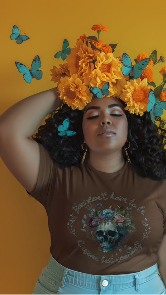 Skull and Floral Unisex Tee | Self-Love Shirt for All | Soft Cotton Blend