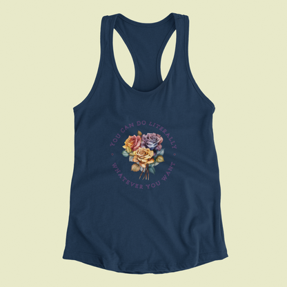 Colorful Floral Rainbow Racerback Tank - High-Quality Print, Perfect for Any Woman