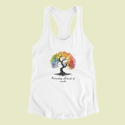 Racerback Tank with Rainbow Bonsai Tree Print - Empowering All Minds - High-Quality and Sporty Style