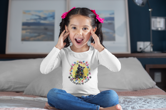 Whimsical Christmas Cat Toddler Long Sleeve Tee - A Festive Tangle of Fun!