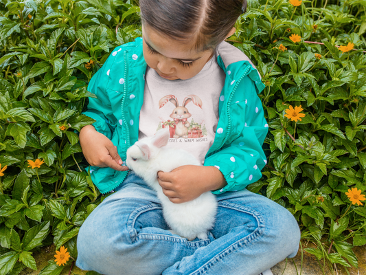 Festive Christmas Bunny Youth T-Shirt with Presents