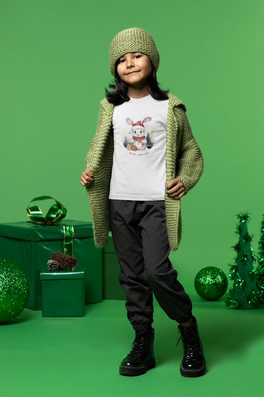 Festive Cheer: Christmas Bunny Youth Tee