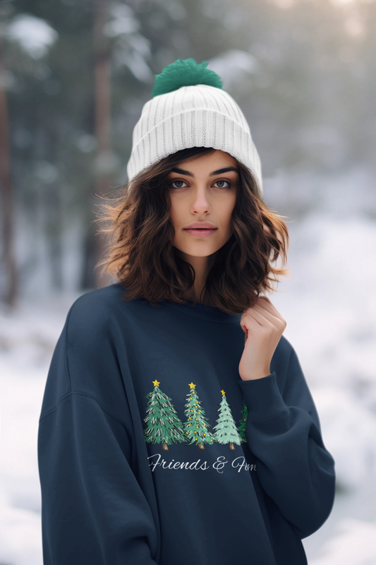 Four Friends and Family Christmas Trees Unisex Heavy Blend Crewneck Sweatshirt - Cozy Comfort for the Colder Months
