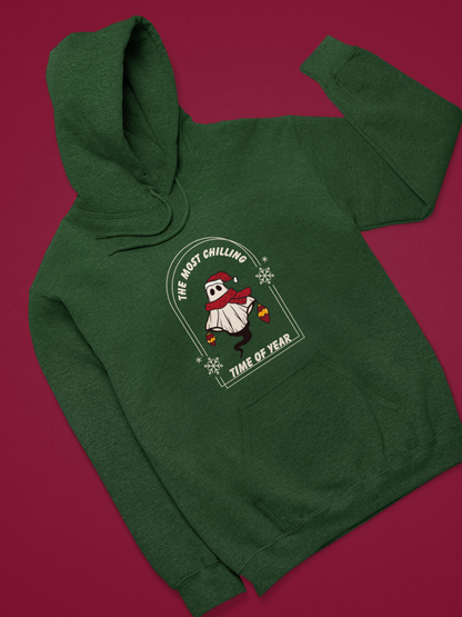 Stay Cozy this Winter with our Retro Ghost Unisex Heavy Blend Hooded Sweatshirt - Plush, Soft, and Warm with Holiday Spirit