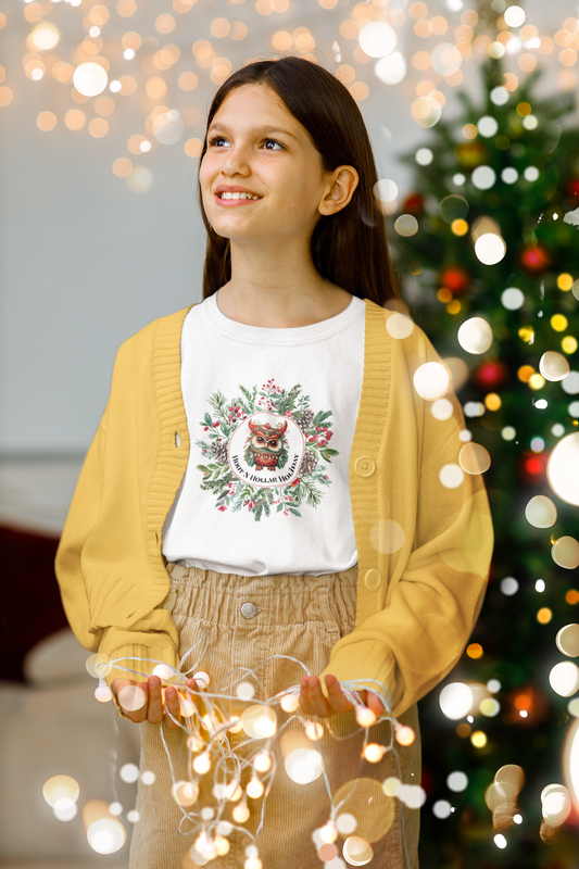 Get Festive with our Hoot N Holler Holiday Youth Short Sleeve Tee - Sustainable & Stylish
