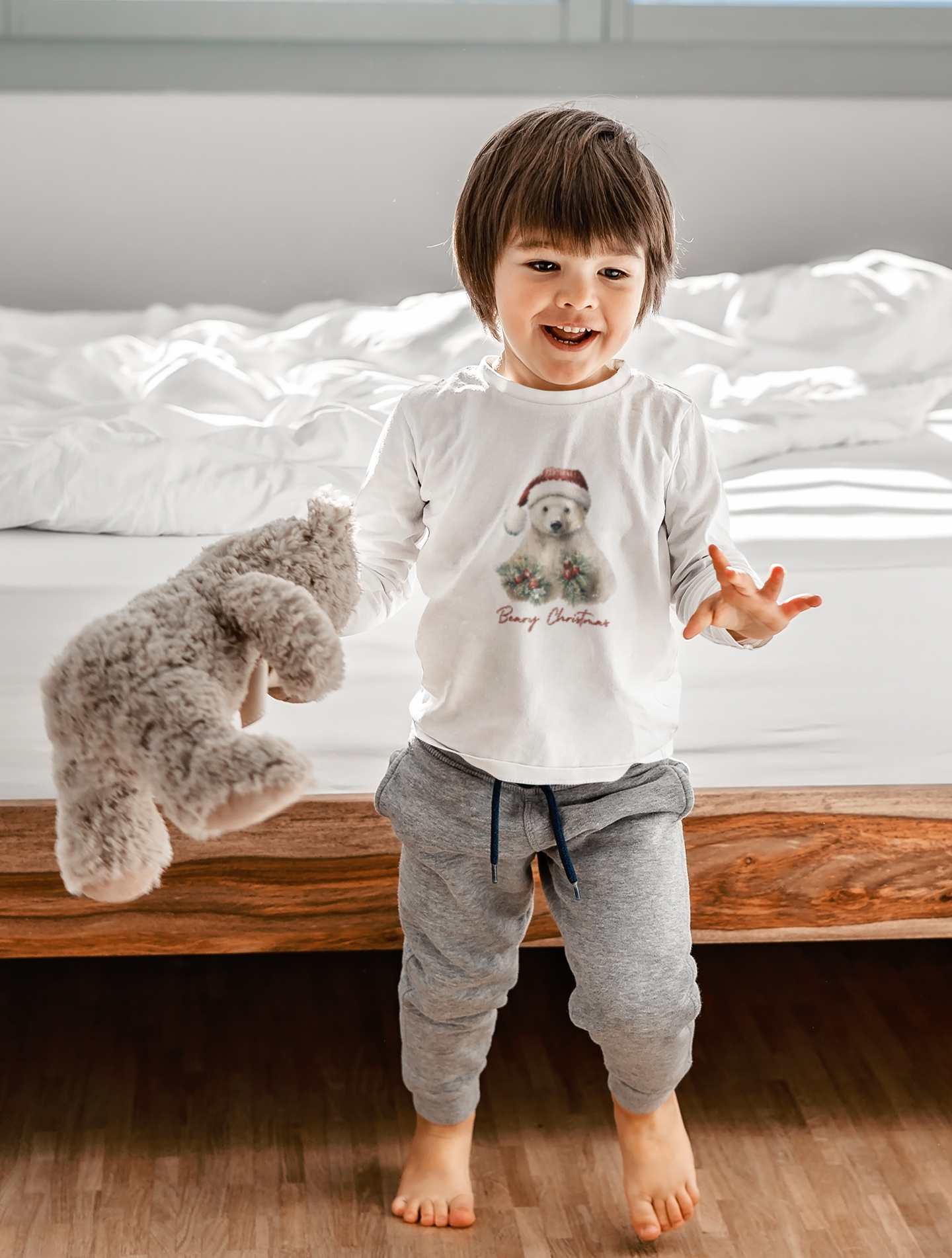 Get Festive for the Holidays with our Polar Bear Beary Christmas Long Sleeve Shirt - Great Gift for Kids