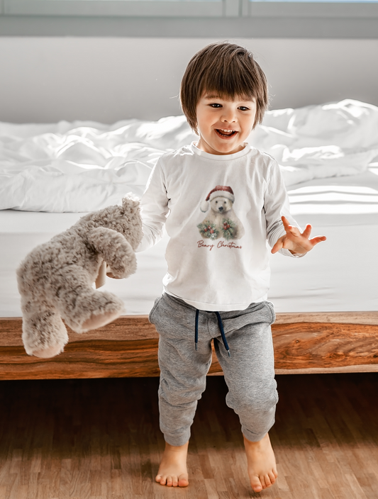 Get Festive for the Holidays with our Polar Bear Beary Christmas Long Sleeve Shirt - Great Gift for Kids