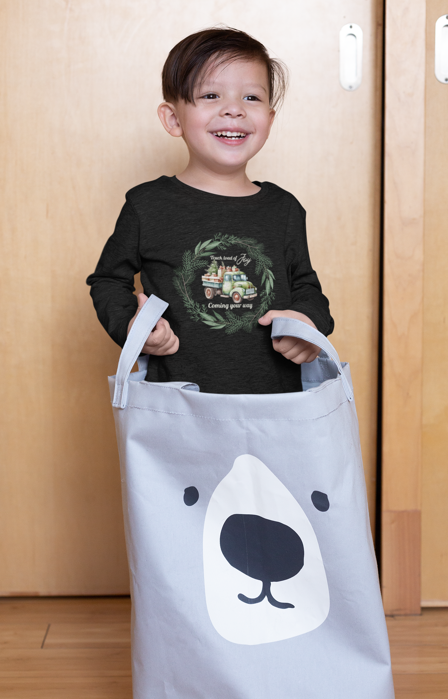 Truck Load of Joy Coming Your Way - Youth Long Sleeve Tee - Holiday Kids Fashion