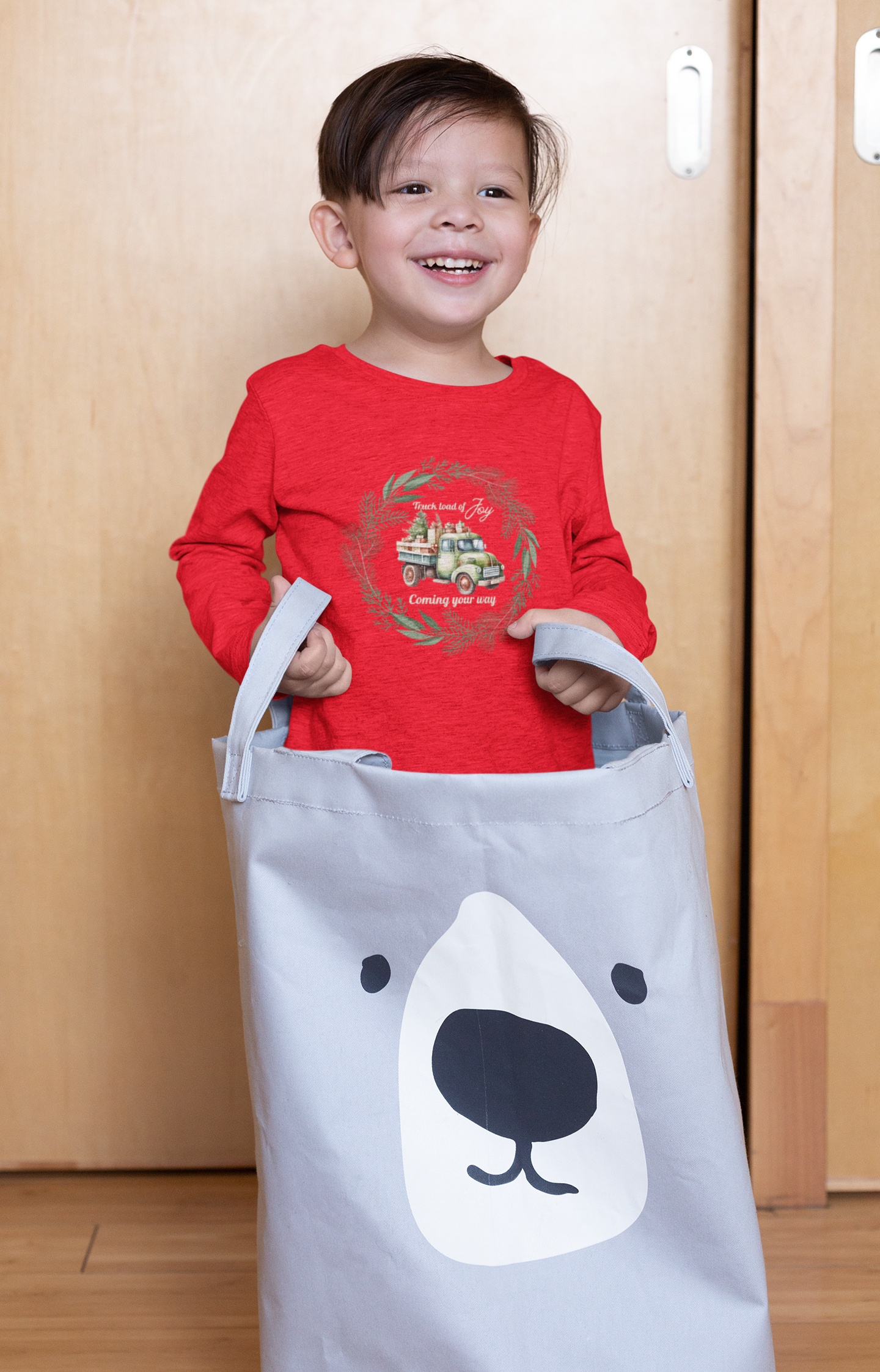 Truck Load of Joy Coming Your Way - Youth Long Sleeve Tee - Holiday Kids Fashion