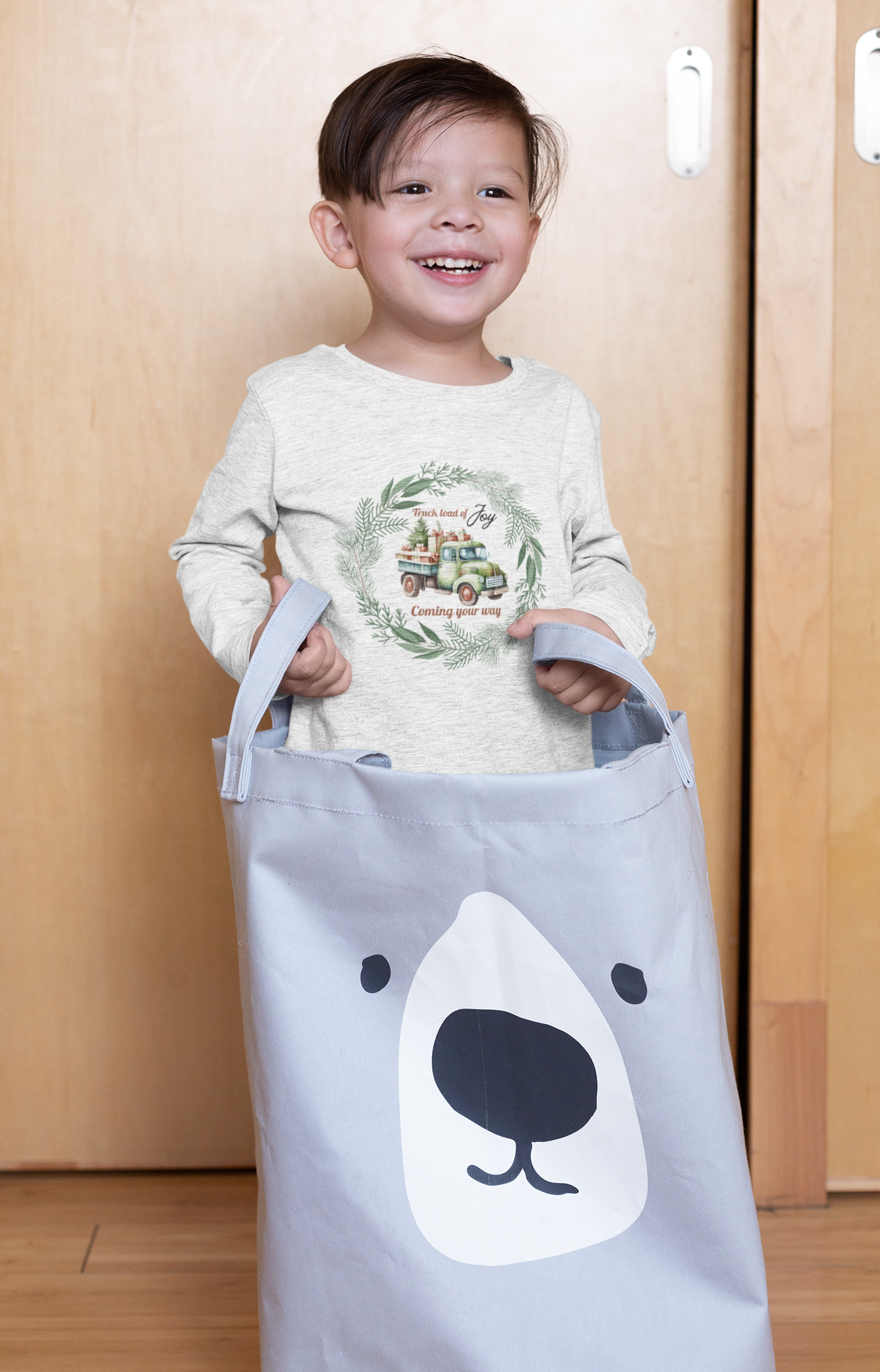Truck Load of Joy Coming Your Way - Youth Long Sleeve Tee - Holiday Kids Fashion