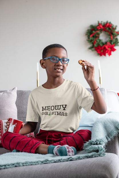 Kids Meowy Christmas Tee - Lightweight and Soft for All-day Comfort