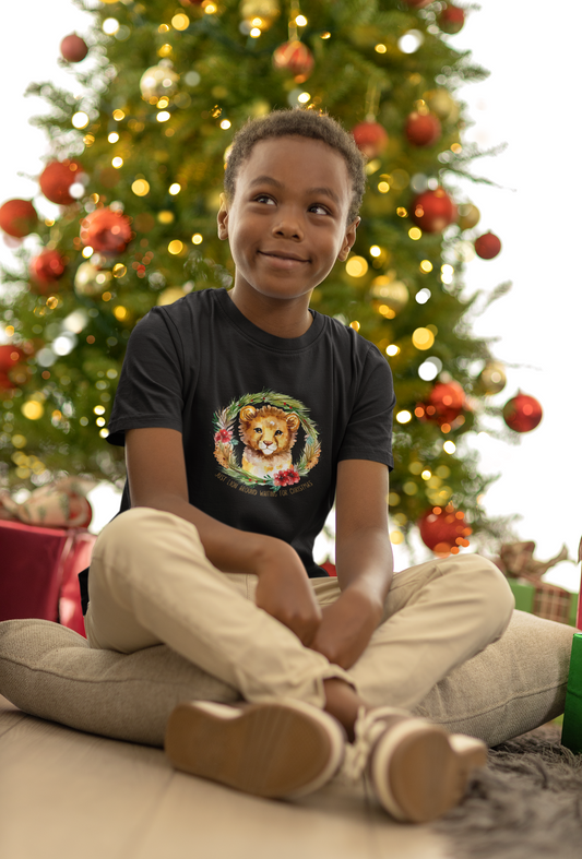 Roar Into the Holiday Season with this Lion-themed Youth Short Sleeve Tee