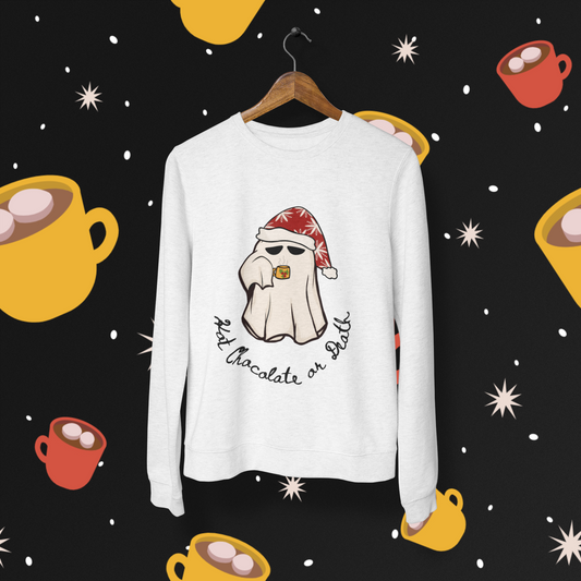 Stay Warm and Stylish with our Hot Chocolate or Death Crewneck Sweatshirt - Ethically Made in the USA