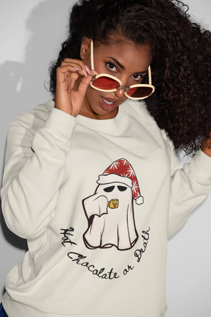 Stay Warm and Stylish with our Hot Chocolate or Death Crewneck Sweatshirt - Ethically Made in the USA
