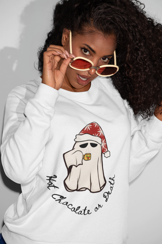 Stay Warm and Stylish with our Hot Chocolate or Death Crewneck Sweatshirt - Ethically Made in the USA