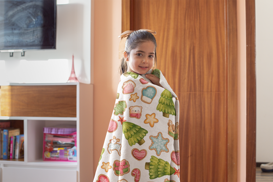 Soft and Warm Velveteen Christmas Cookie Blanket for Kids - Add a Personal Touch - Perfect Holiday Gift