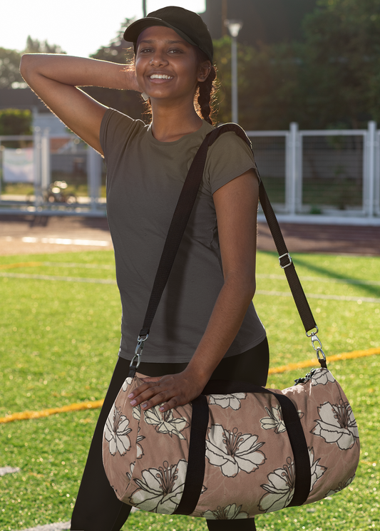 Pink Lily Floral Duffle Bag