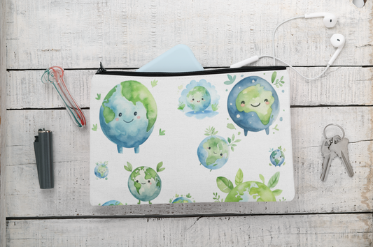 Save the Earth Accessory Pouch in Various Sizes | Earth Day Gift | Sustainable Zipper Bag