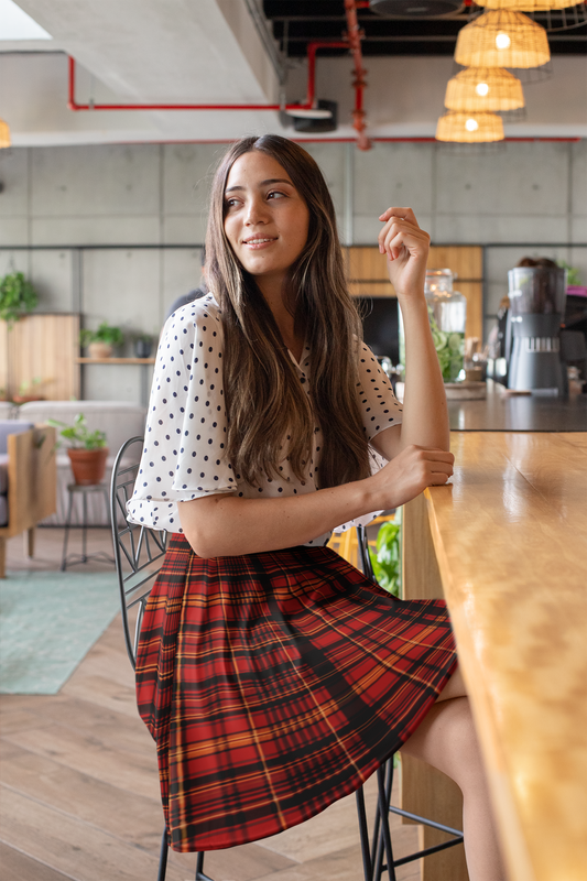 Stylish Pumpkin Tartan Women's Skater Skirt - Handcrafted by https://croigormllc.com