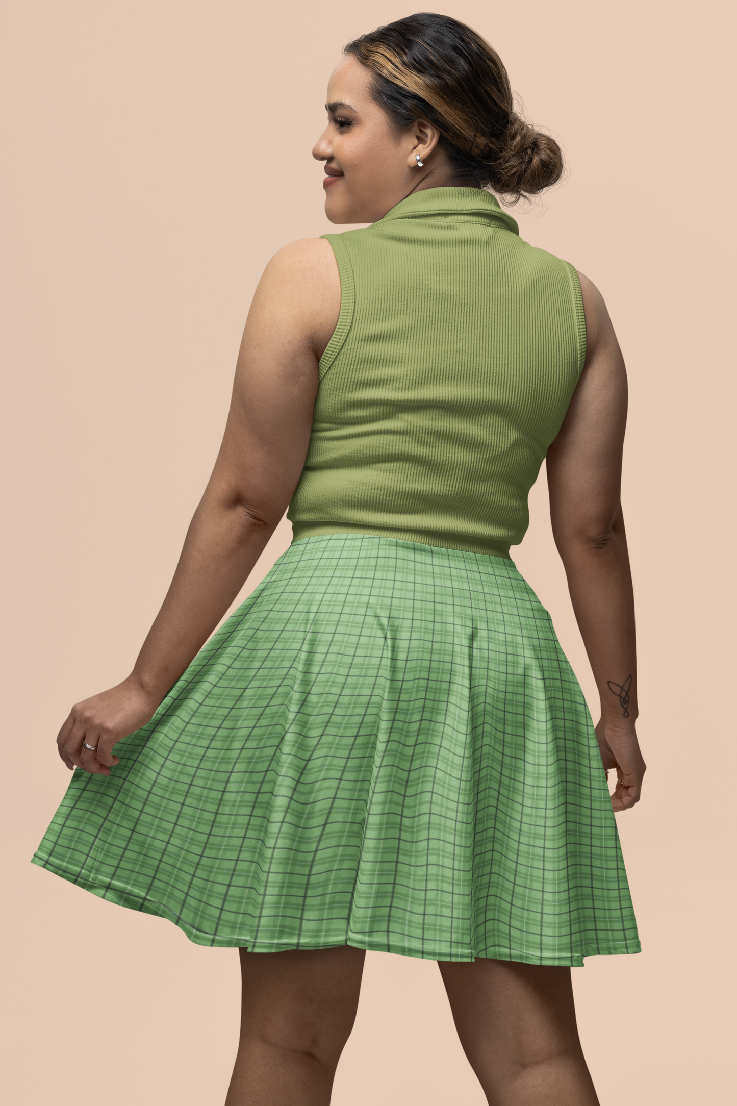 Lucky and Stylish: Four Leaf Clover Tartan Women's Skater Skirt on Croigormllc.com